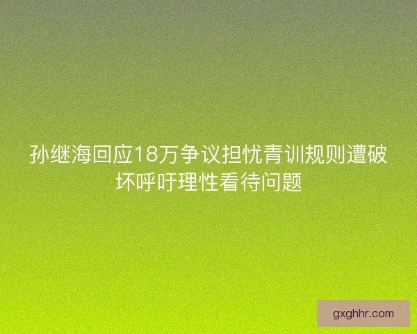 孙继海回应18万争议担忧青训规则遭破坏呼吁理性看待问题 孙继海回应18万争议担忧青训规则遭破坏呼吁理性看待问题